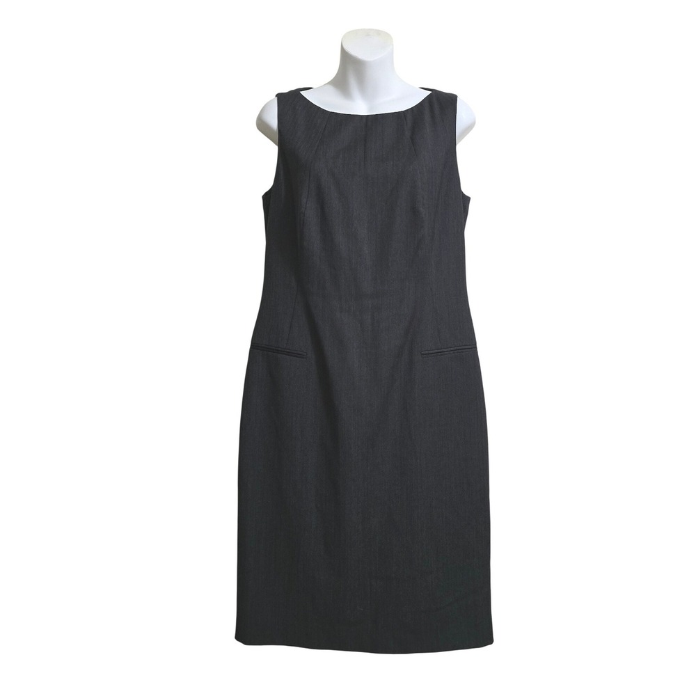 Hugo Boss Dajenata Wool Blend Sleeveless Knee Length Sheath Dress In Gray Sz 8